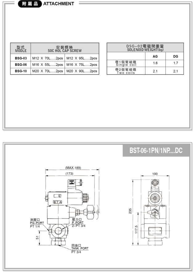 BSG、BST系列电磁溢流阀